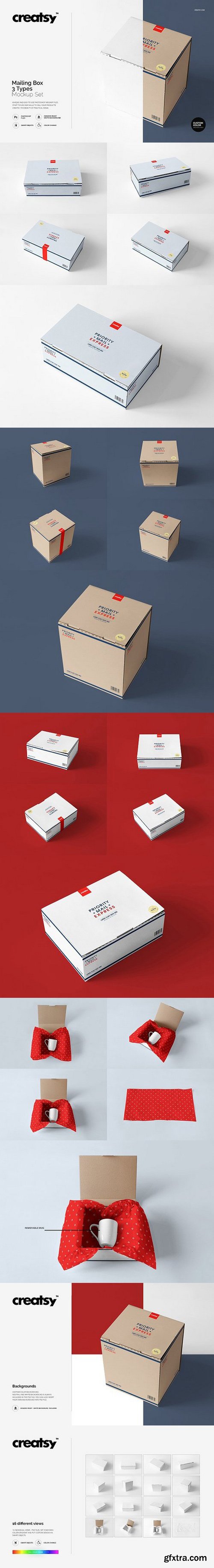 CM - Mailing Box 3 Types Mockup Set 1144518