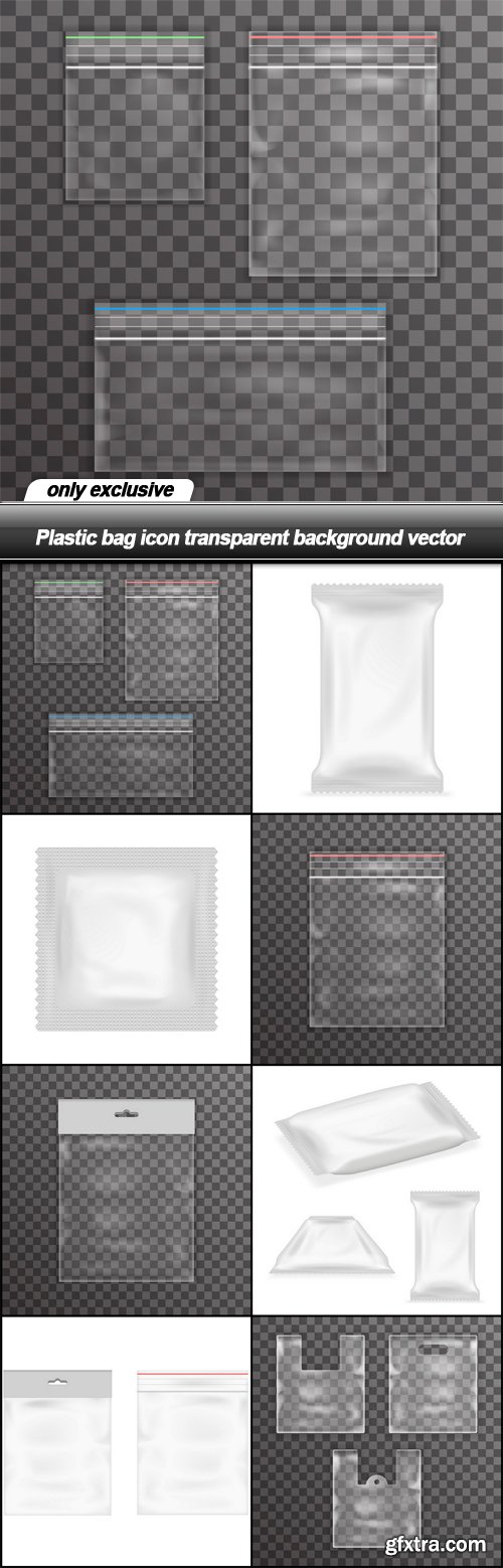 Plastic bag icon transparent background vector - 8 EPS