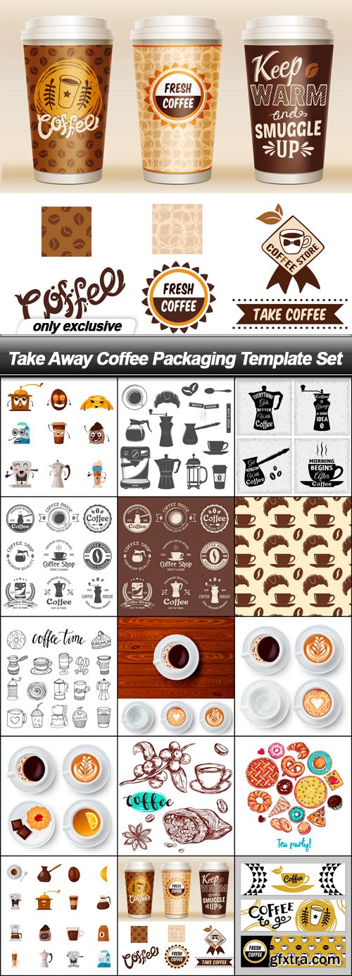 Take Away Coffee Packaging Template Set - 15 EPS