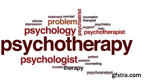 Psychotherapy animated word cloud, text design animation