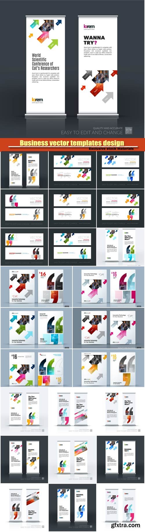 Business vector set of modern roll Up Banner and brochure flyer templates