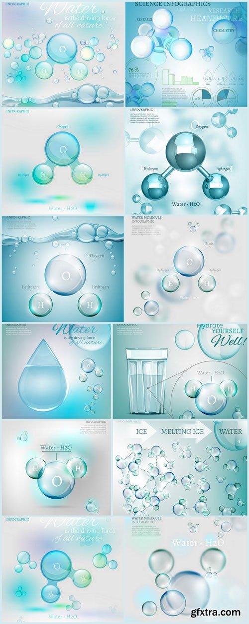 Water Molecule Background - 12 vector