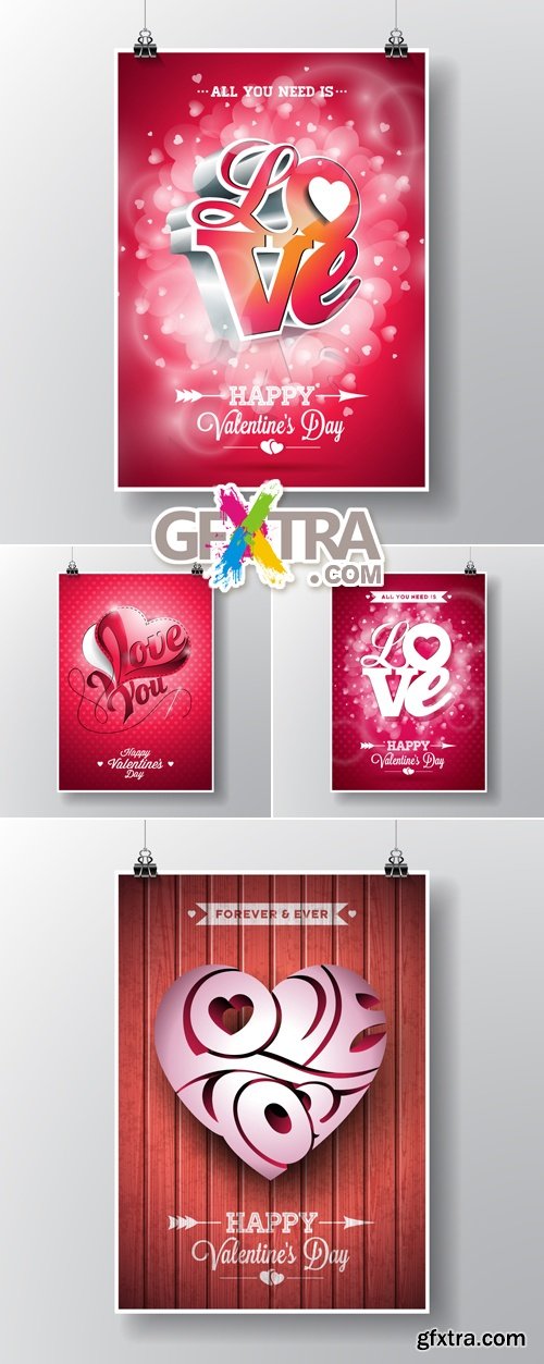 Valentine\'s Day Disco Party Flyers Vector
