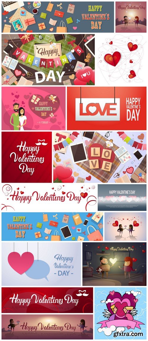 Valentine Day Gift Card Holiday Love 17X EPS