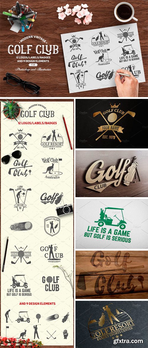 CM 1140724 - Set of Vintage Golf Club Emblems