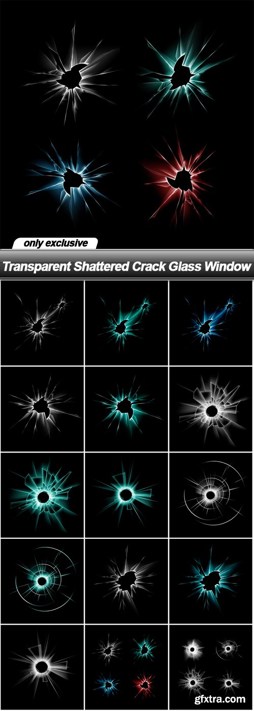Transparent Shattered Crack Glass Window - 15 EPS