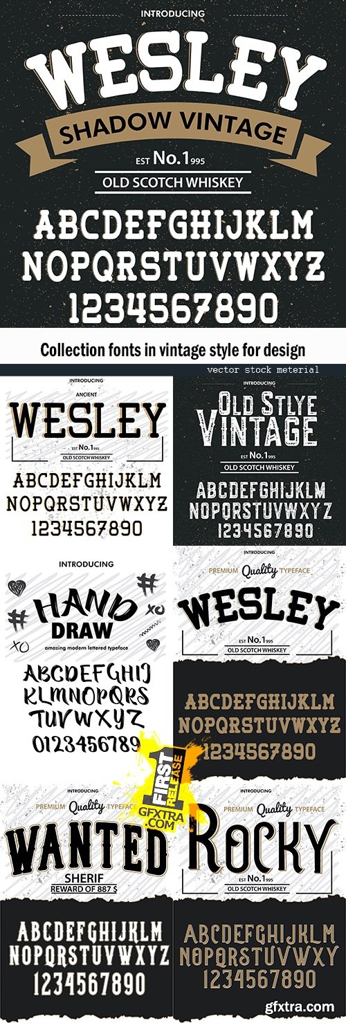 Collection fonts in vintage style for design
