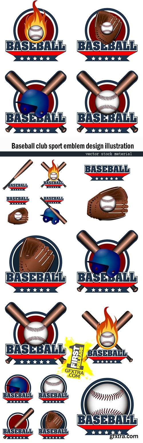 Baseball club sport emblem design illustration