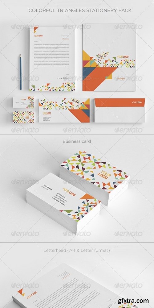 GraphicRiver - Colorful Triangles Stationery Pack 7550531