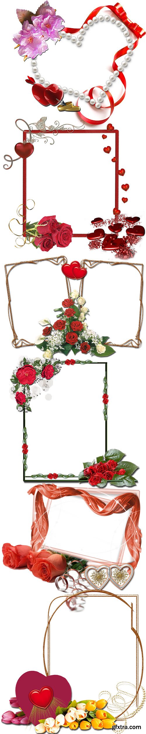 Frame cutouts of flowers and hearts for Valentine