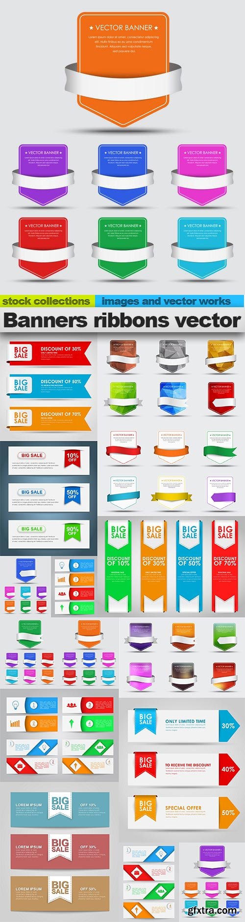Banners ribbons vector, 15 x EPS