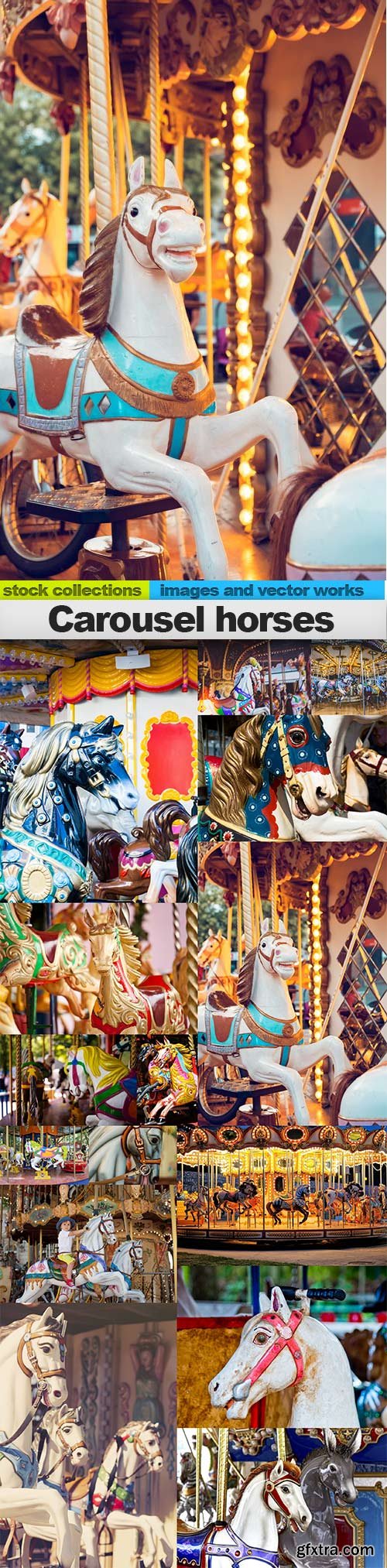 Carousel horses, 15 x UHQ JPEG
