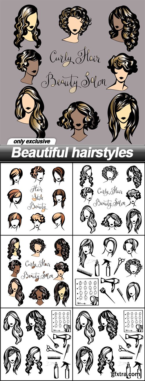 Beautiful hairstyles - 7 EPS