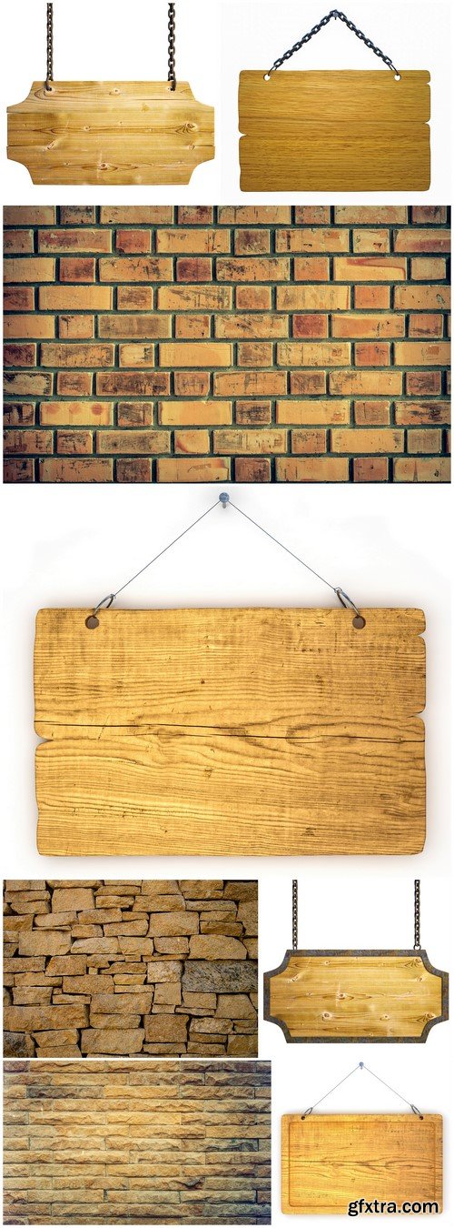 Brick wall and Wooden sign 8X JPEG