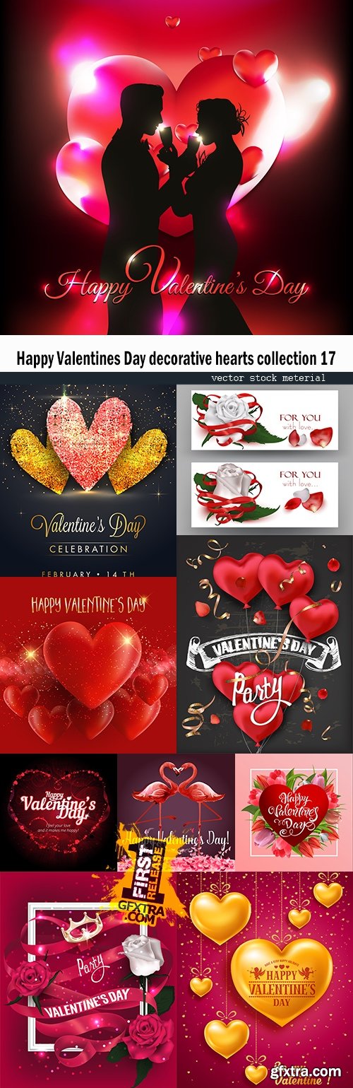 Happy Valentines Day decorative hearts collection 17