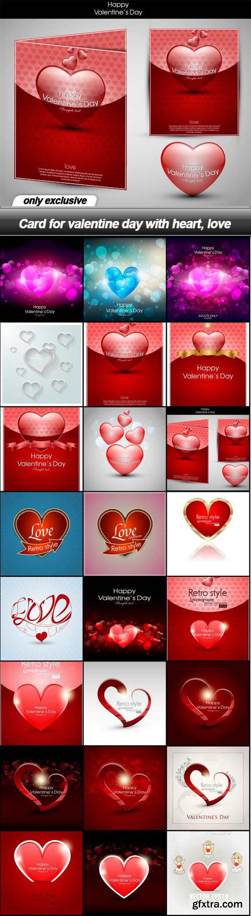 Card for valentine day with heart, love - 24 EPS