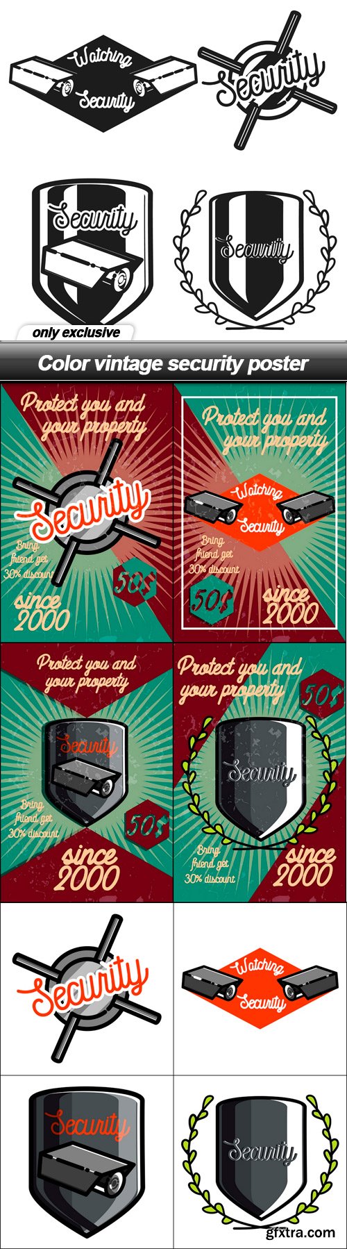 Color vintage security poster - 9 EPS