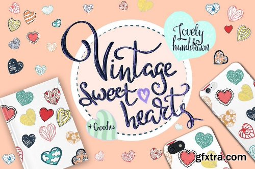 CreativeMarket Vintage sweet vector hearts 1154412