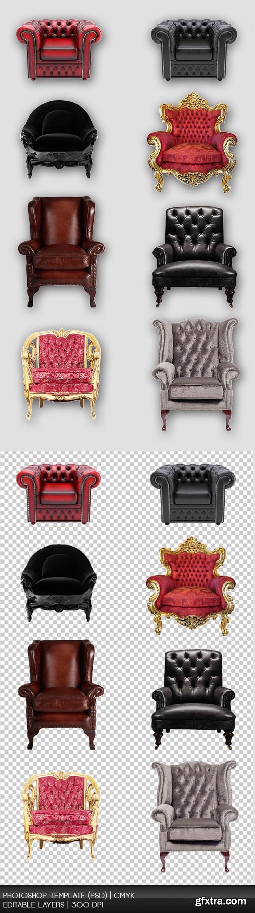 Set of Luxury Armchairs in PSD/PNG