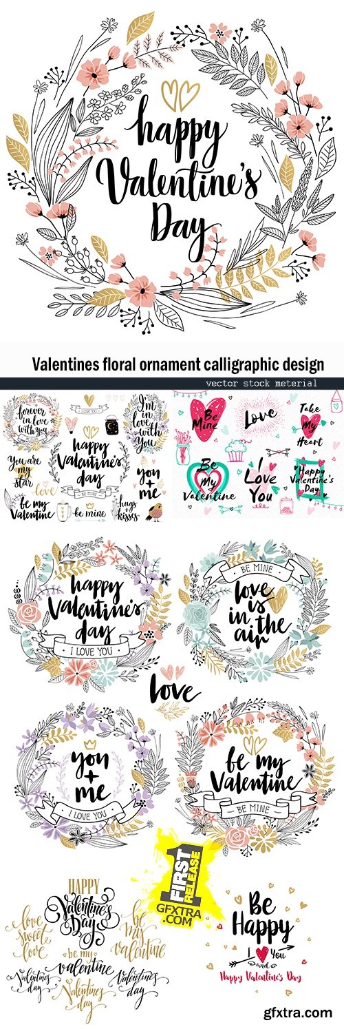 Valentines floral ornament calligraphic design