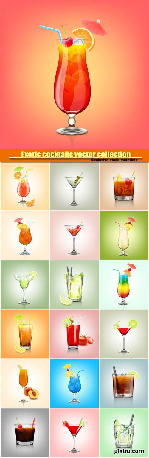 Exotic cocktails vector collection