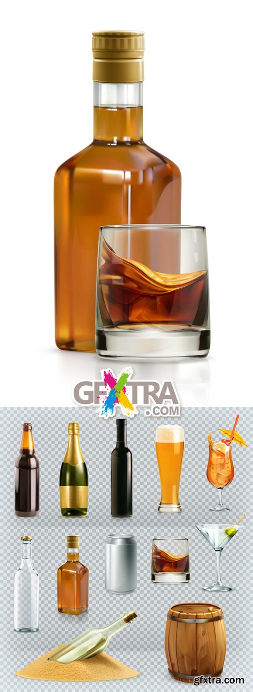 Alcohol Drinks Icons Vector