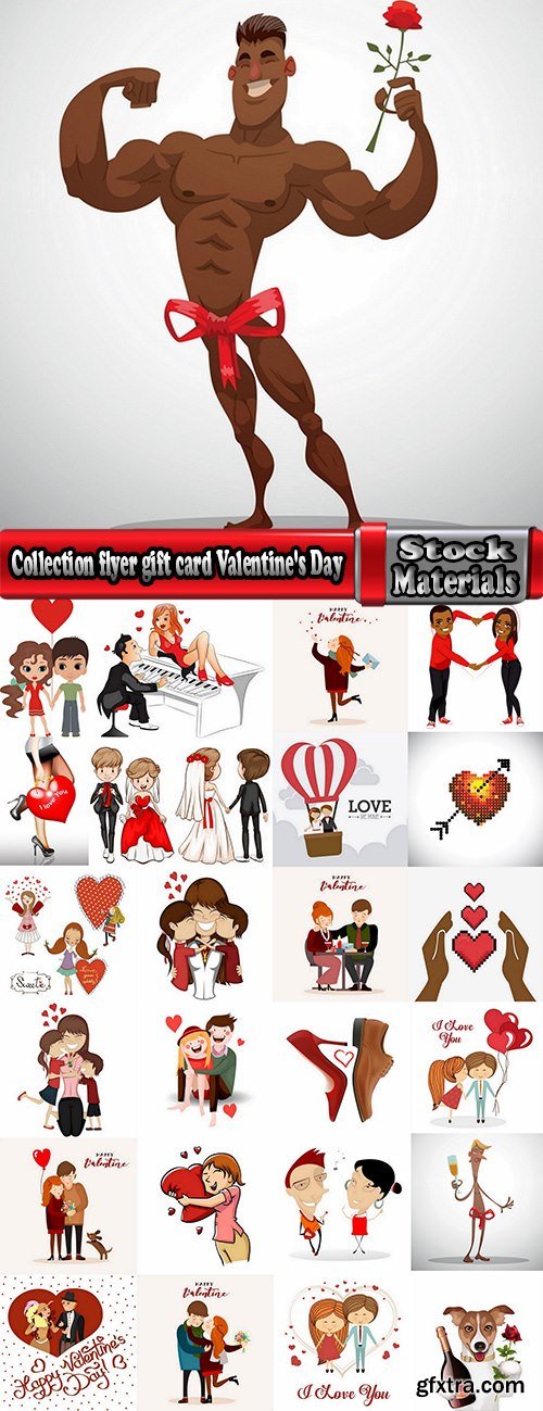 Collection flyer gift card Valentine\'s Day invitation card vector image 2-25 EPS