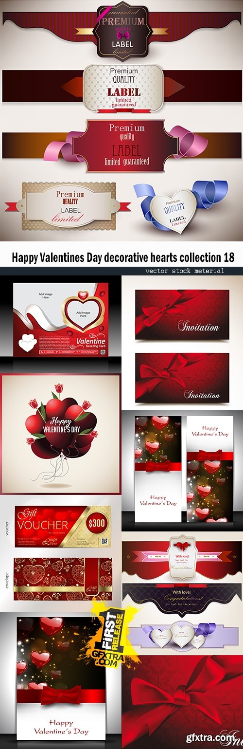 Happy Valentines Day decorative hearts collection 18