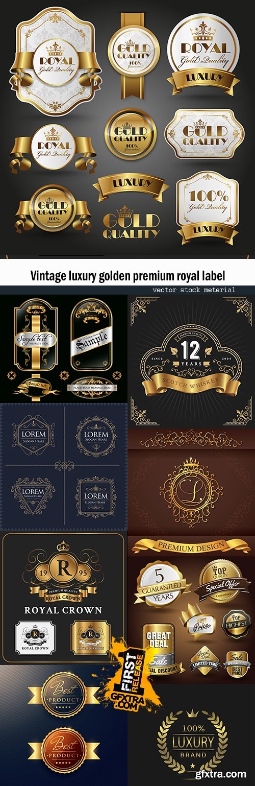 Vintage luxury golden premium royal label