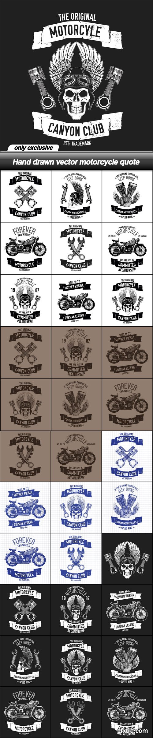 Hand drawn vector motorcycle quote - 33 EPS
