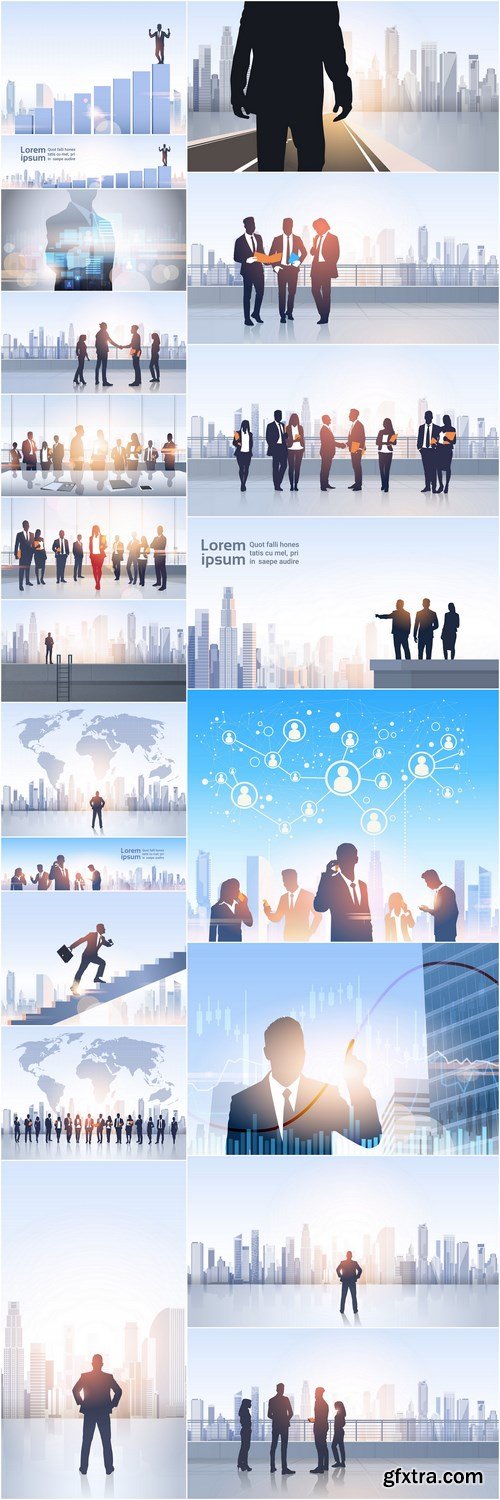 Business People Group Silhouettes - 20 Vector