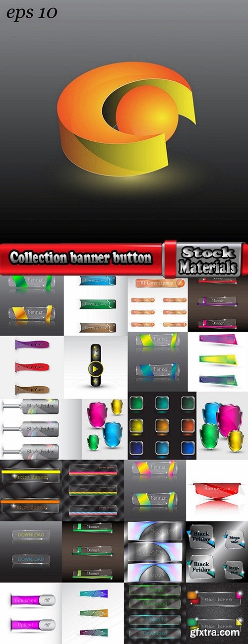 Collection banner button design web site tool key 25 EPS