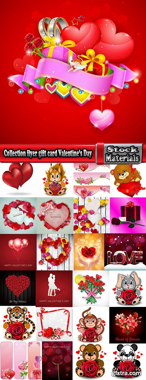 Collection flyer gift card Valentine\'s Day invitation card vector image 7-25 EPS