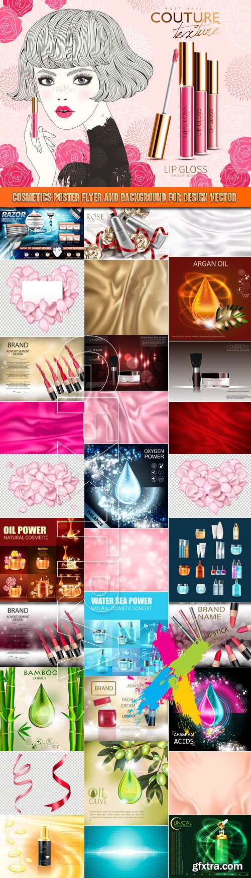 Cosmetics poster flyer and background for design vector