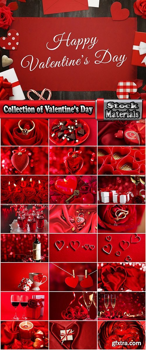 Collection of Valentine\'s Day gift heart still life illustration holiday 2-25 EPS