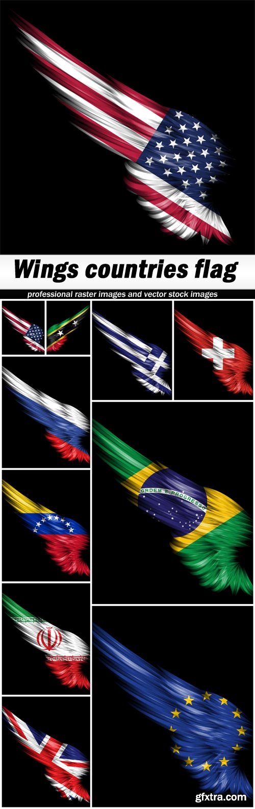 Wings countries flag - 10 UHQ JPEG