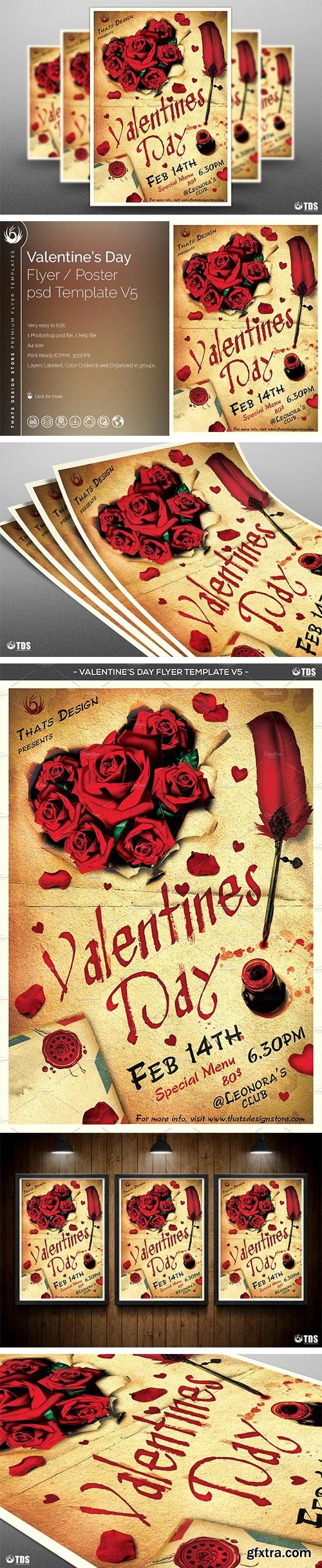 CreativeMarket - Valentines Day Flyer Template V5 149076