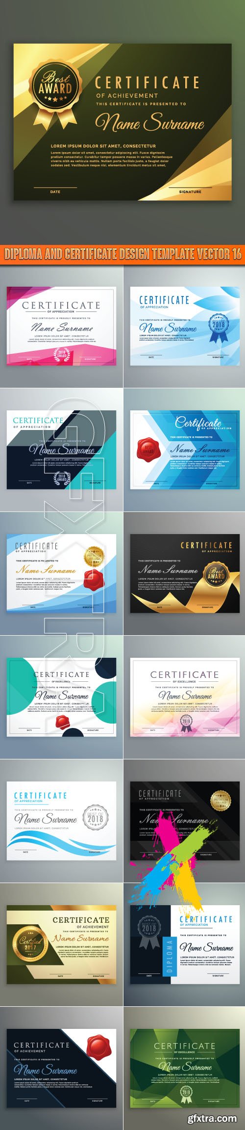 Diploma and certificate design template vector 16