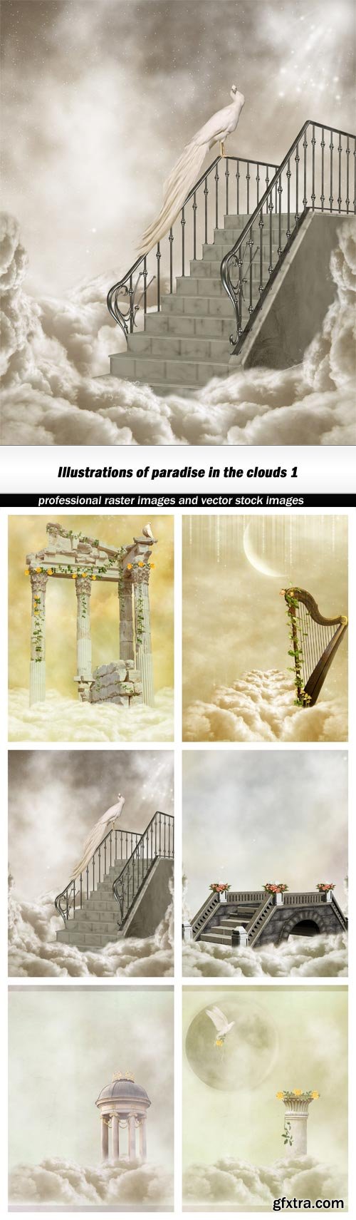Illustrations of paradise in the clouds 1 - 6 UHQ JPEG