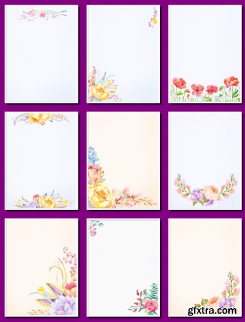 Delicate watercolor backgrounds with flowers