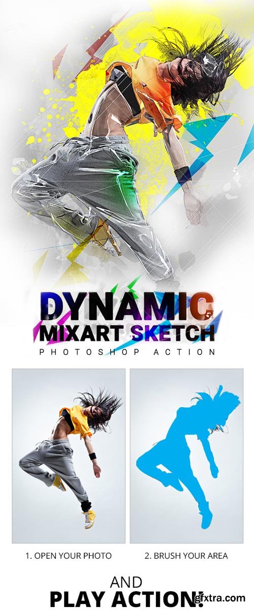 GraphicRiver - Dynamic MixArt Sketch Photoshop Action - 19352531