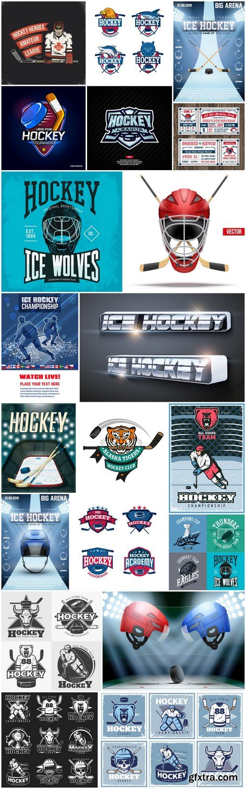 Ice Hockey Design Elements - 20 Vector