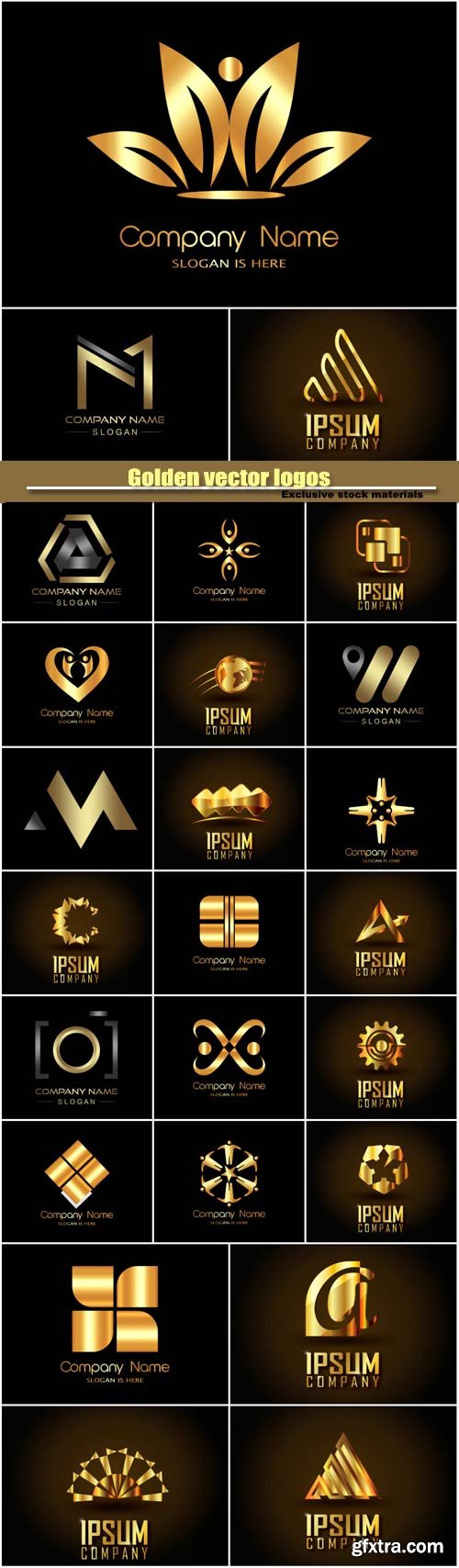 Golden vector logos, business company icon #3