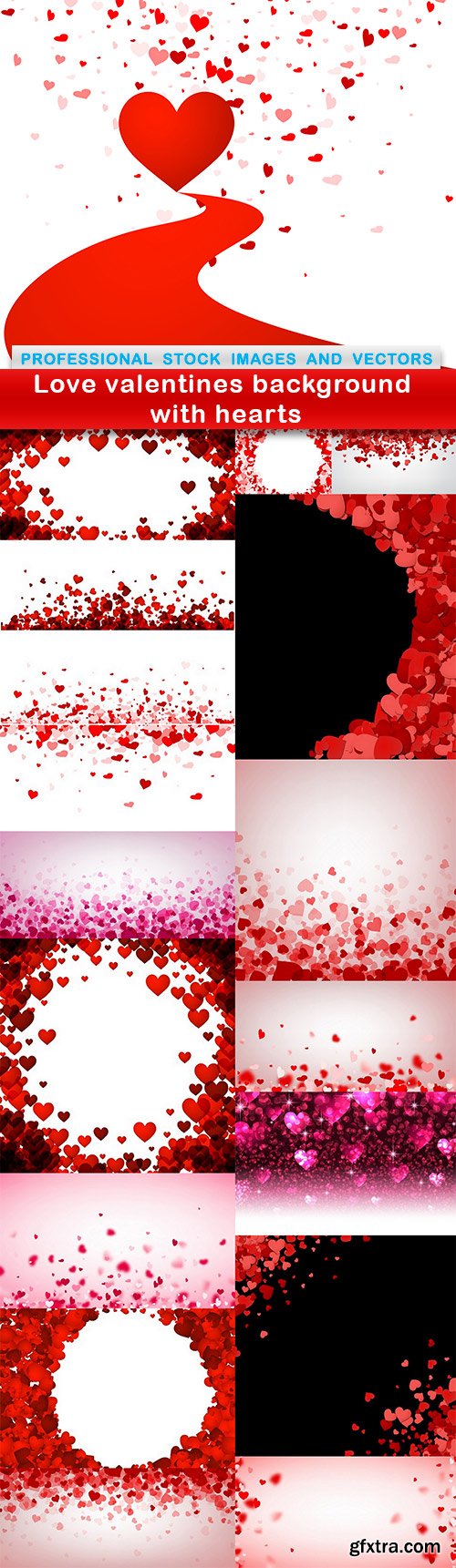 Love valentines background with hearts - 17 EPS