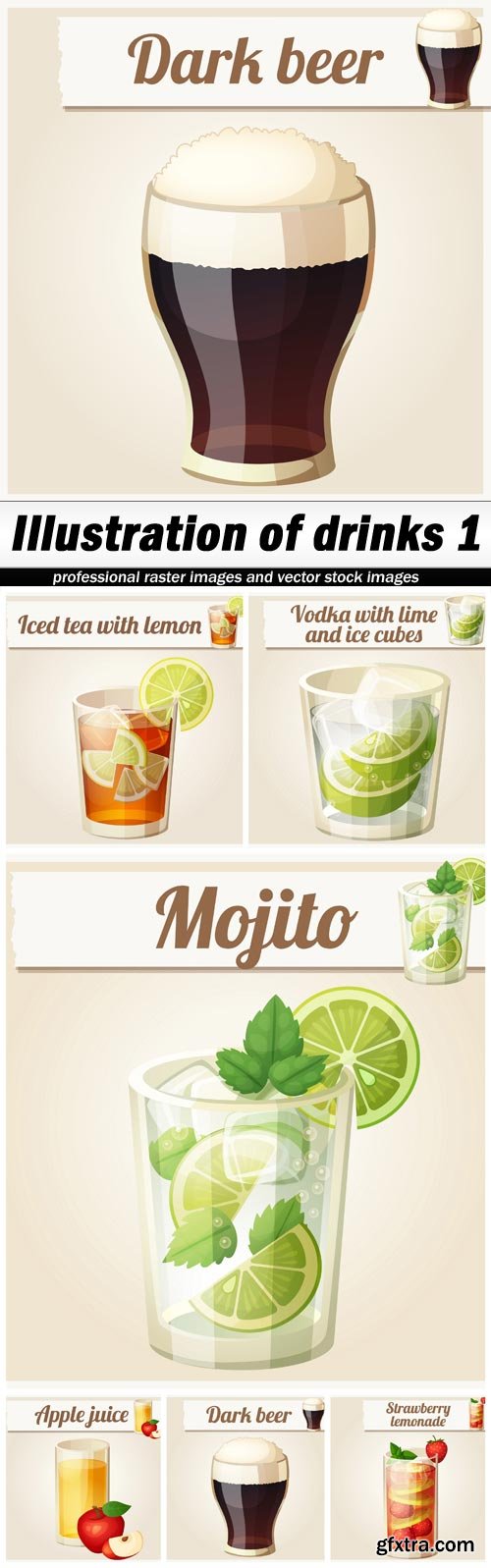 Illustration of drinks 1 - 6 EPS