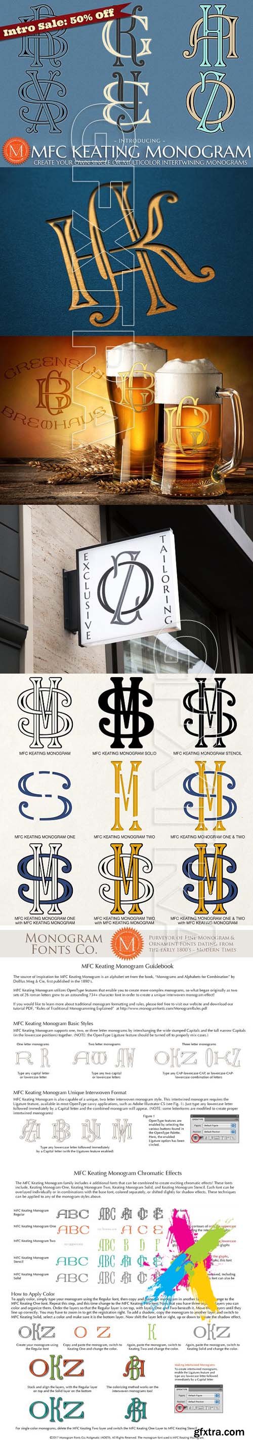 CreativeMarket MFC Keating Monogram Fonts Display 1222725