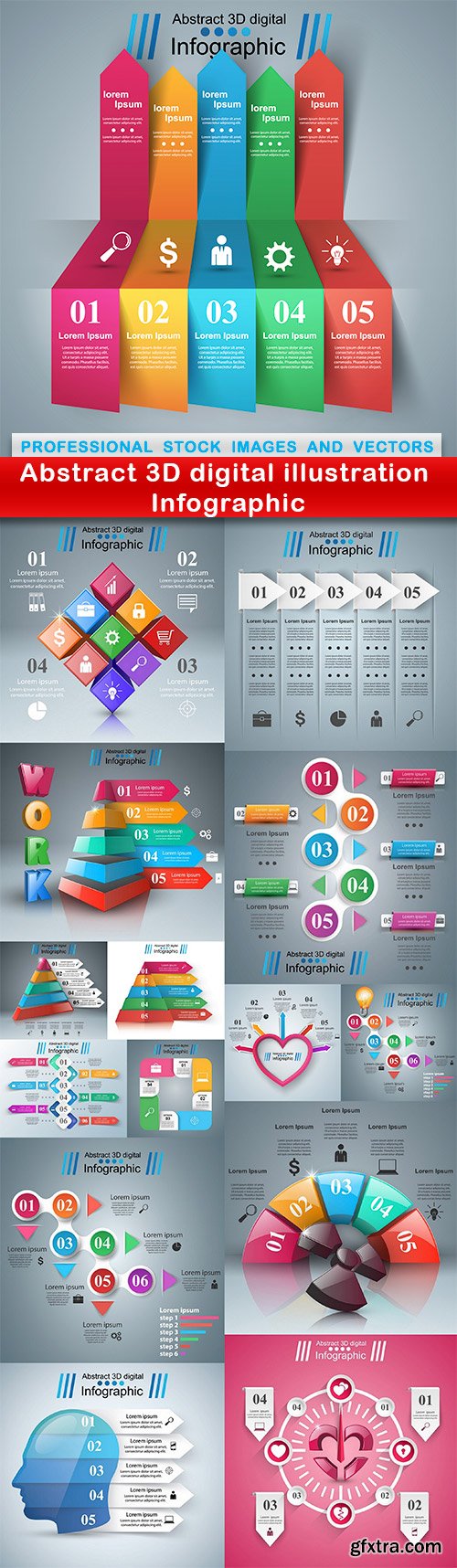 Abstract 3D digital illustration Infographic - 15 EPS