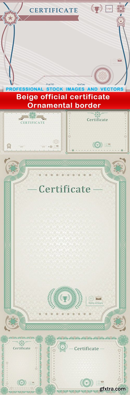 Beige official certificate Ornamental border - 6 EPS