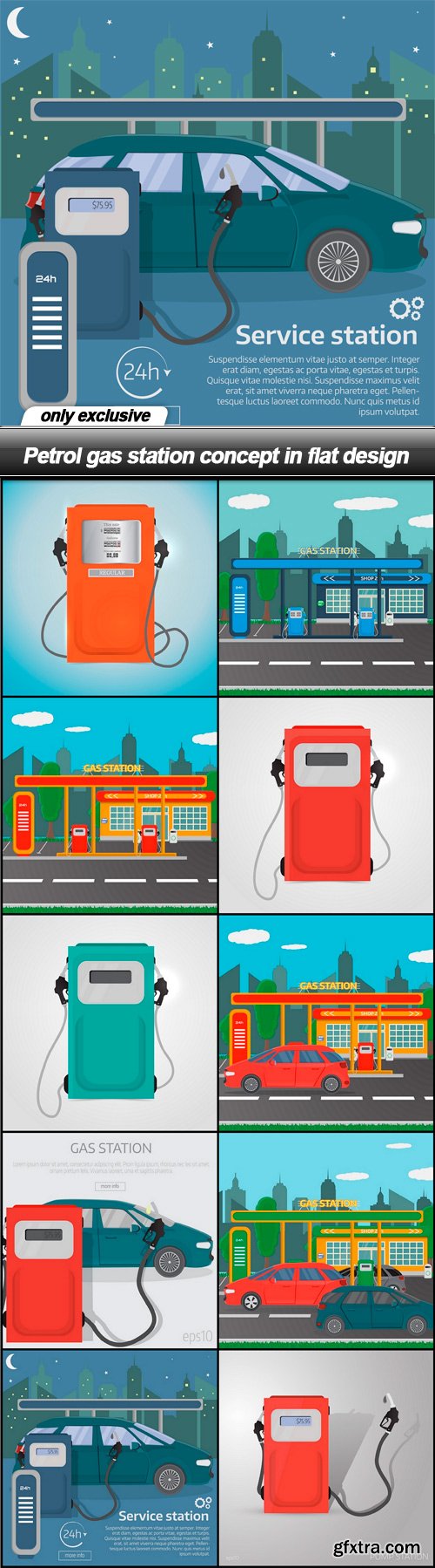 Petrol gas station concept in flat design - 10 EPS