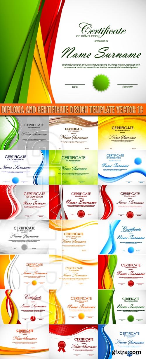Diploma and certificate design template vector 18
